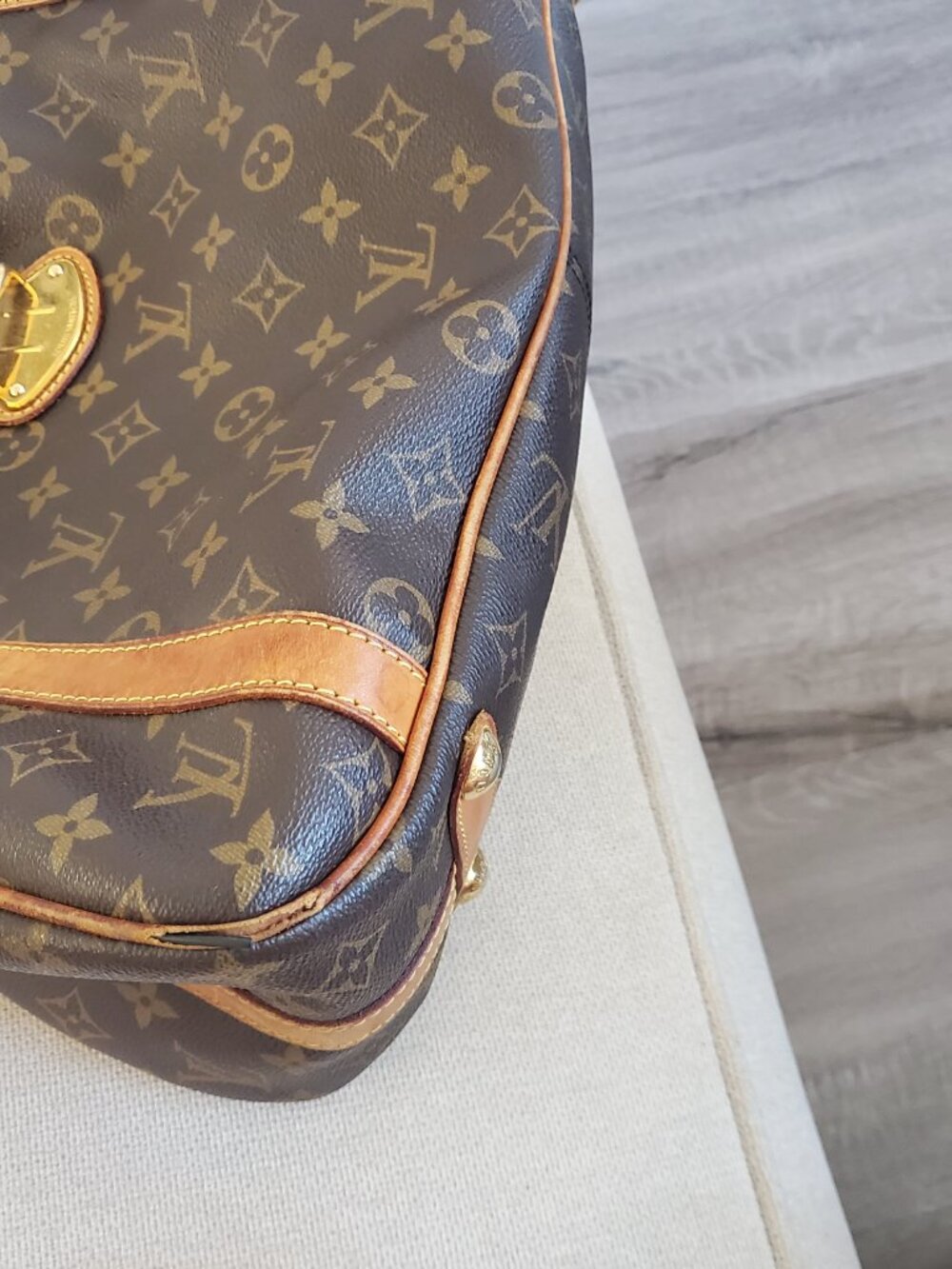 12. Louis Vuitton Monogram Shoulder Bag with Tan Shoulder Strap - Picture 11 of 16